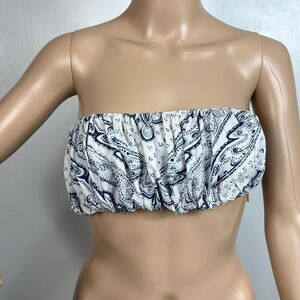 By Anthropologie Paisley Print Smocked Bodice Crop Bandeau Top Size S